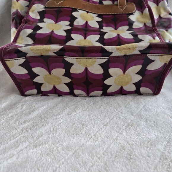Fossil Keyper Large Tote Burgundy Floral Daisy design Handbag Coquette Holiday - Picture 14 of 16